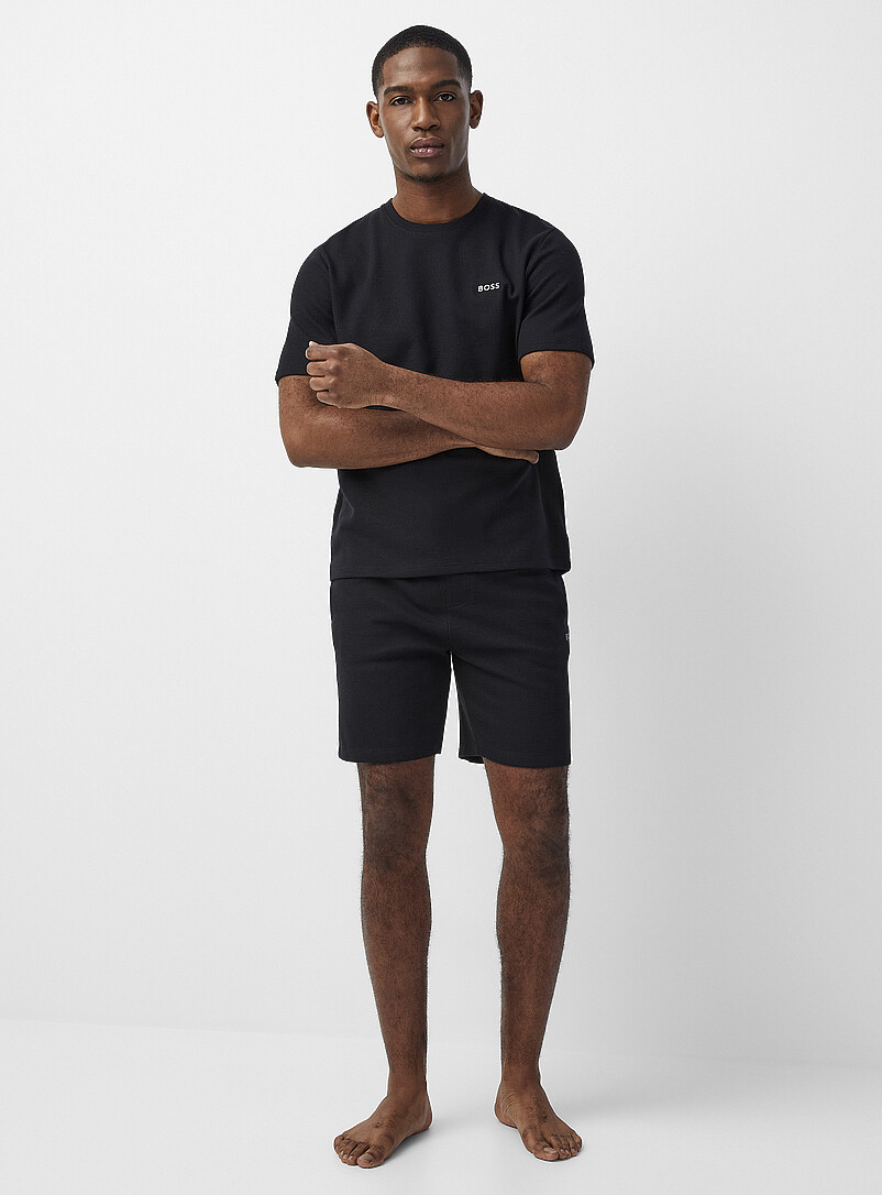 Embroidered-Logo Waffle Pyjama Short