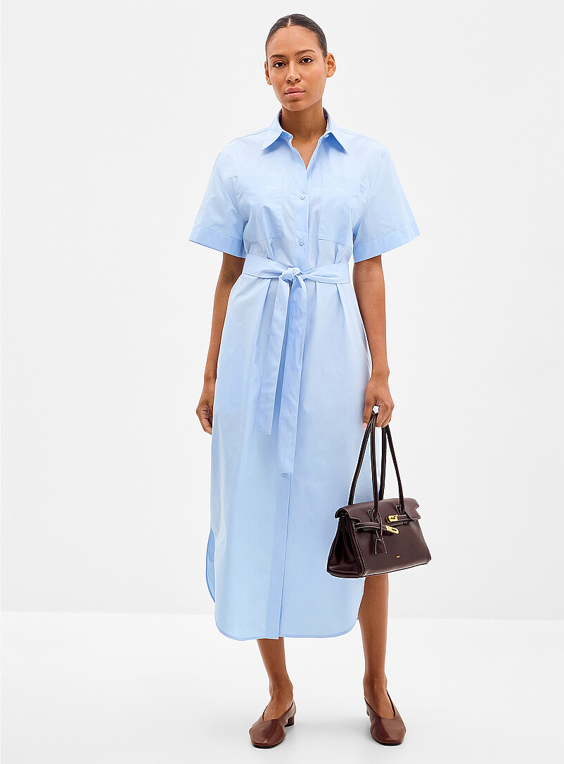 Kinime Sky Blue Belted Shirtdress