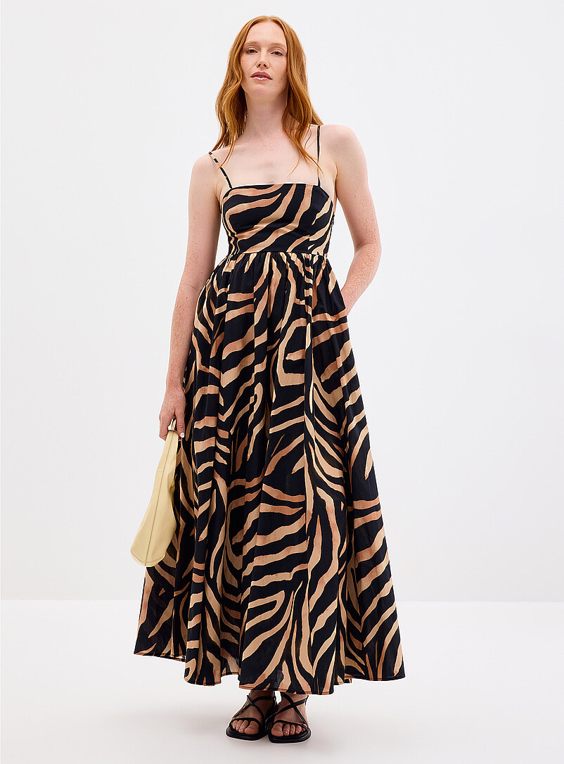 Kumare Tiger-Striped Poplin Maxi Dress