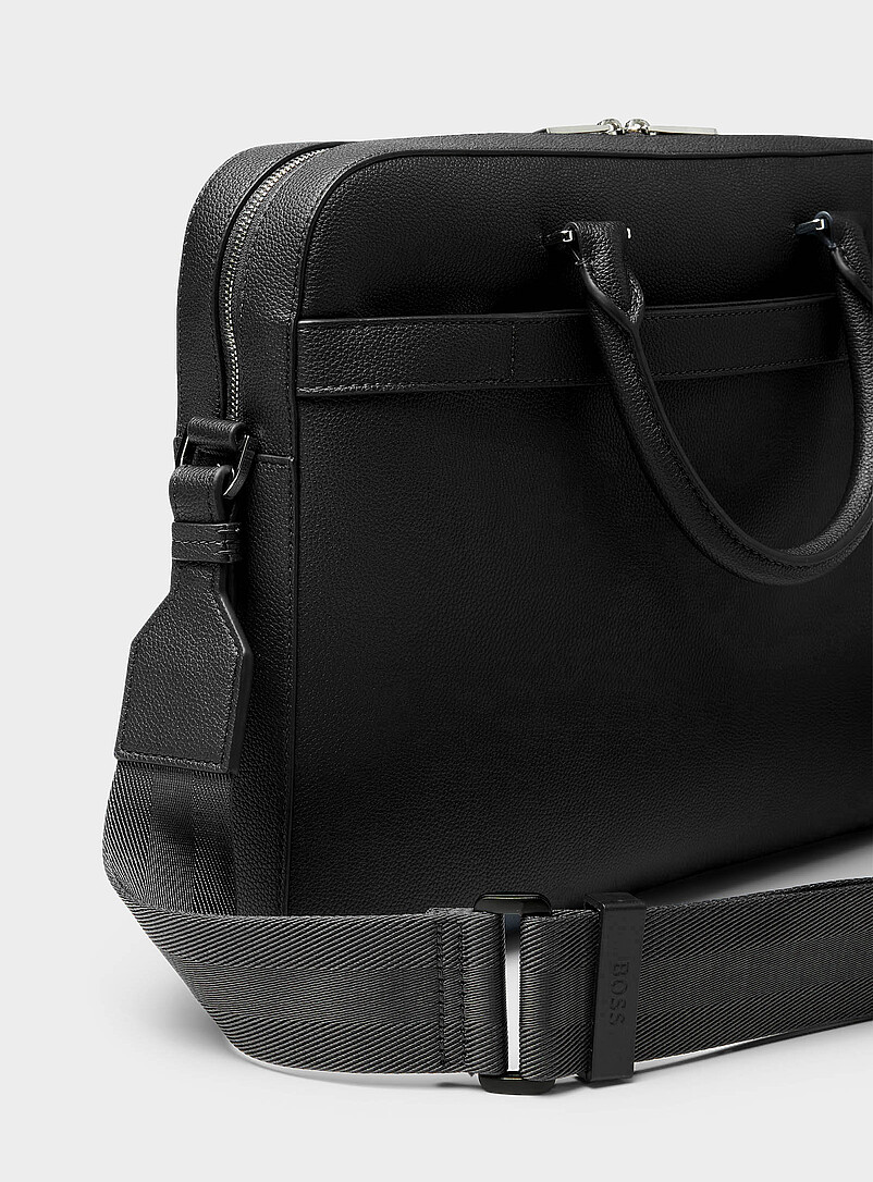 Navy faux-leather briefcase product image 2
