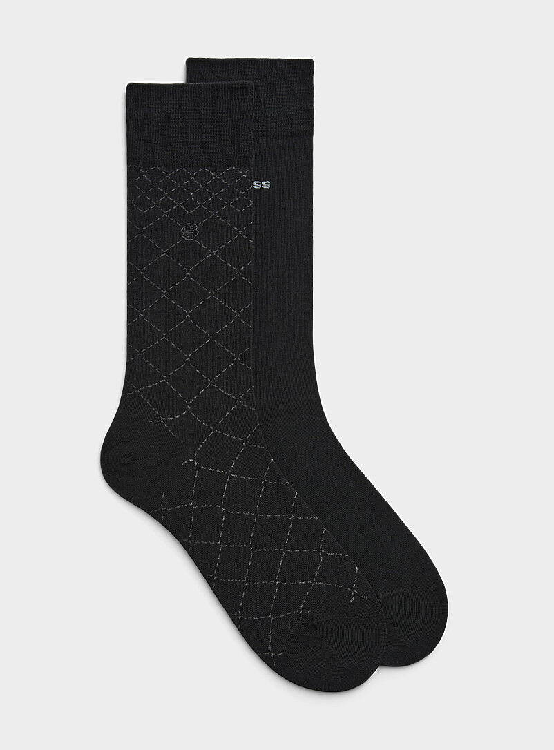 Solid/grid dress socks 2-pack product image (primary)