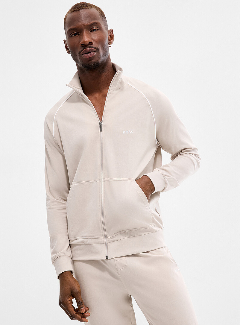 Embroidered-Logo Sand Comfort Jacket