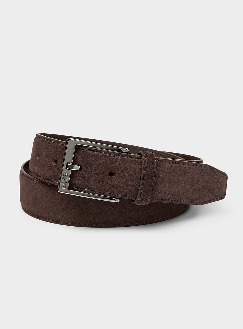 Square-buckle suede belt product image (primary)