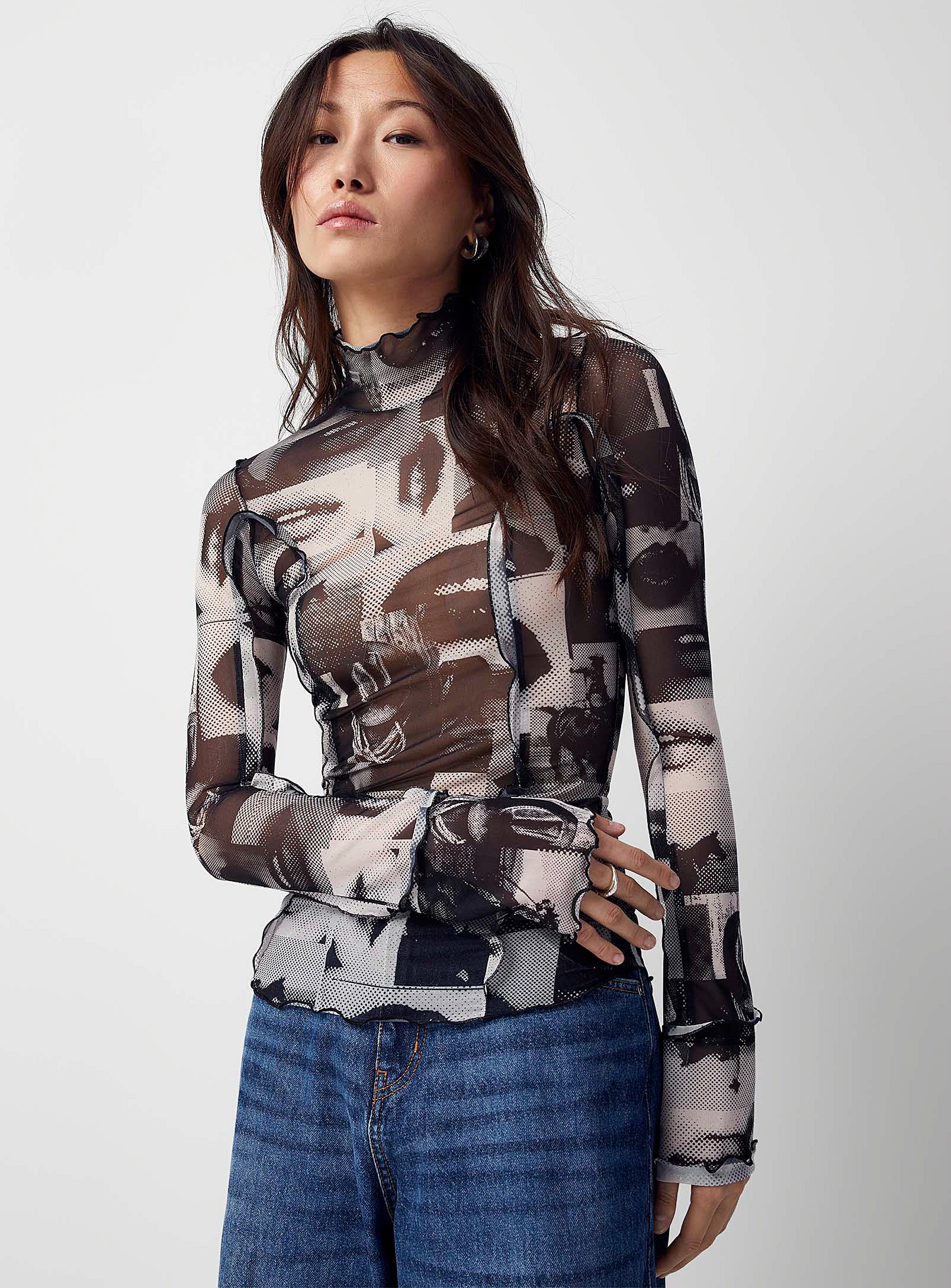 BOSS - Women's Pop art micromesh blouse