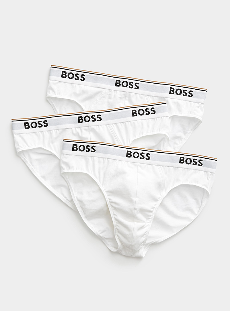 Solid Logo-Waistband Briefs Cotton 3-Pack