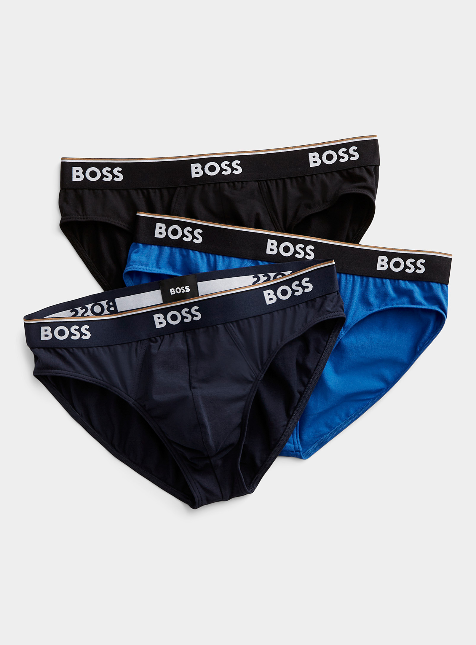 Hugo Boss Solid Power Briefs 3-pack In Patterned Blue