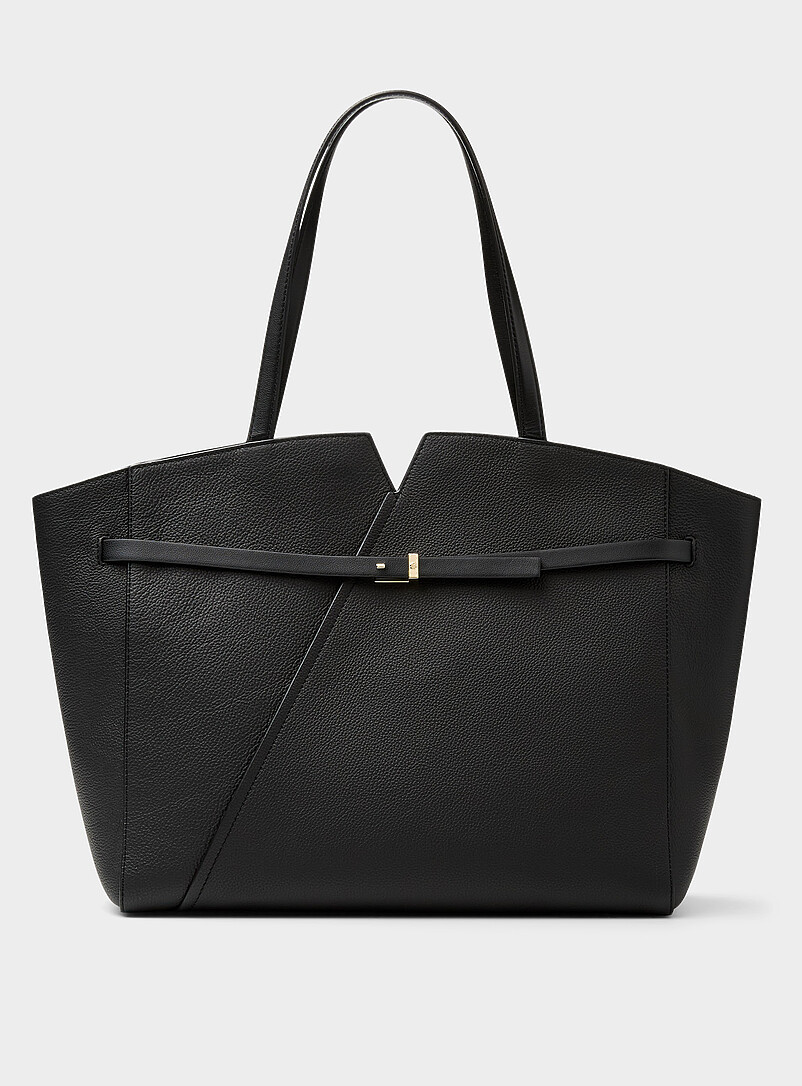 Thin belt pebbled leather tote bag product image (primary)