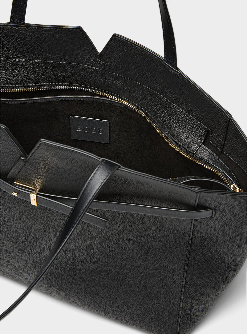 Thin belt pebbled leather tote bag product image 3