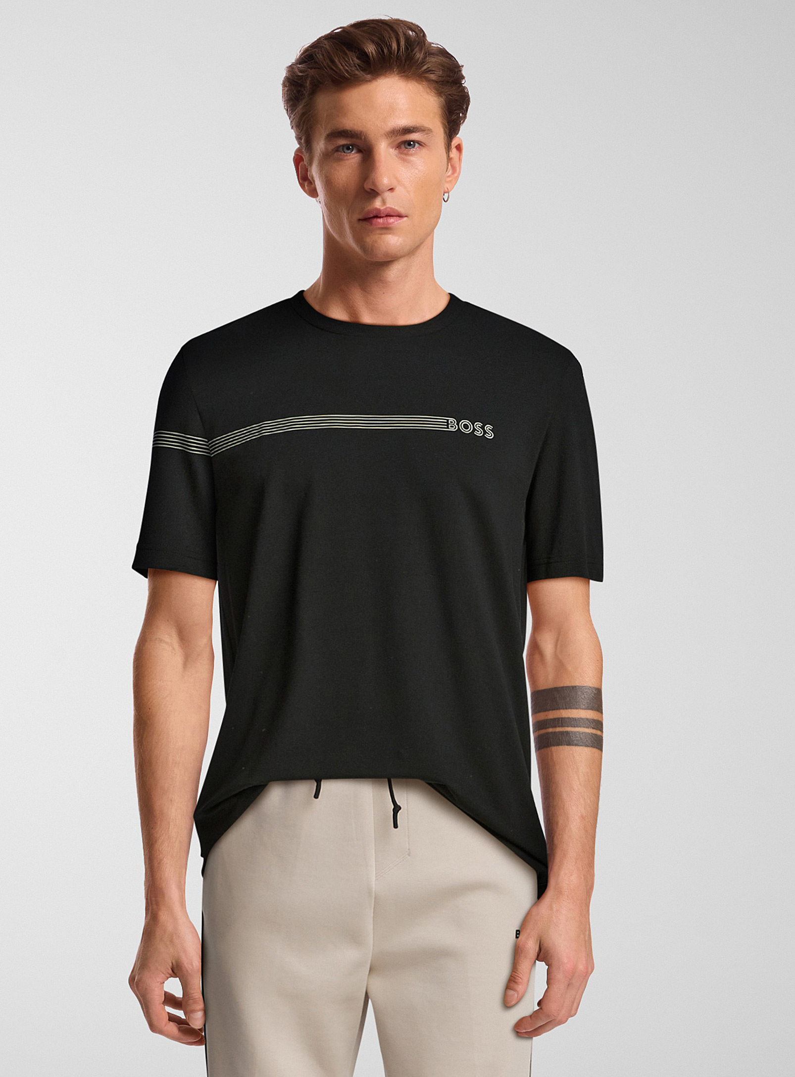 BOSS - Men's Linear logo piqué T-shirt