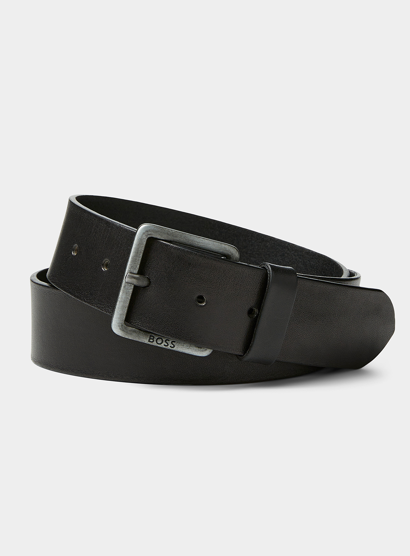 Hugo Boss Jeeko Leather Belt In Black