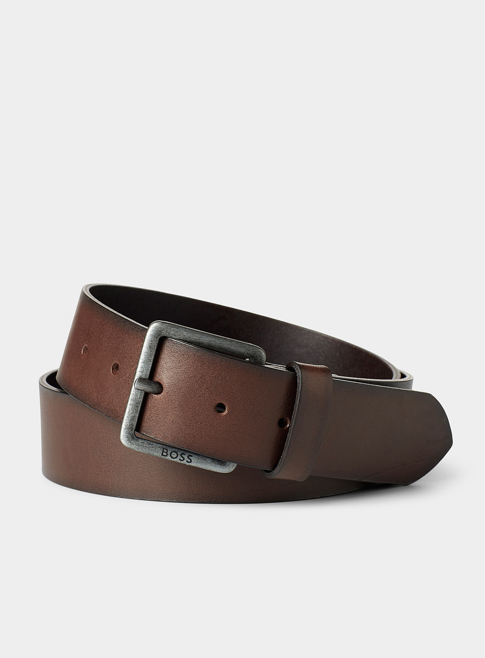 Hugo Boss Jeeko Leather Belt In Brown