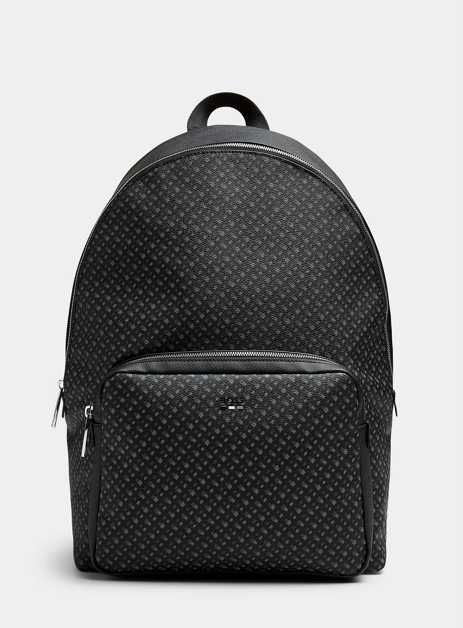 Hugo Boss Computer Backpack Hugo Boss Monogram Faux-leather Backpack In Black | ModeSens