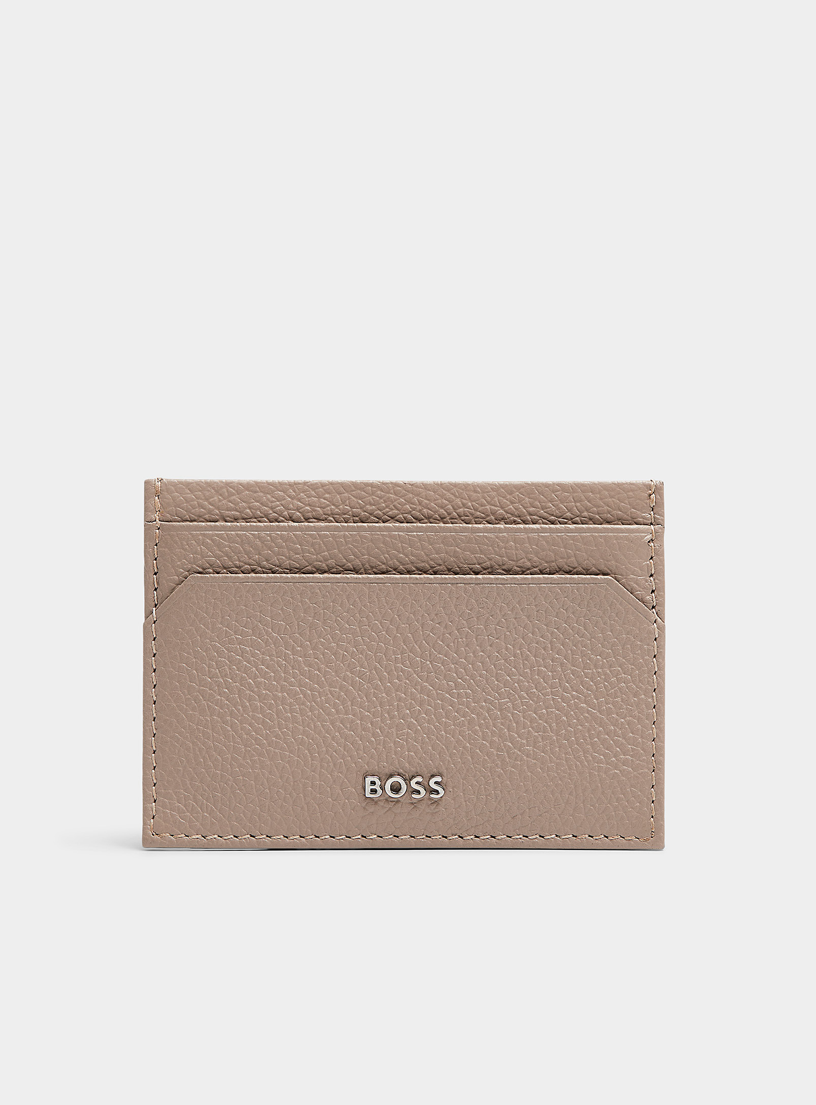 Hugo Boss Taupe Money Clip Card Holder In Brown