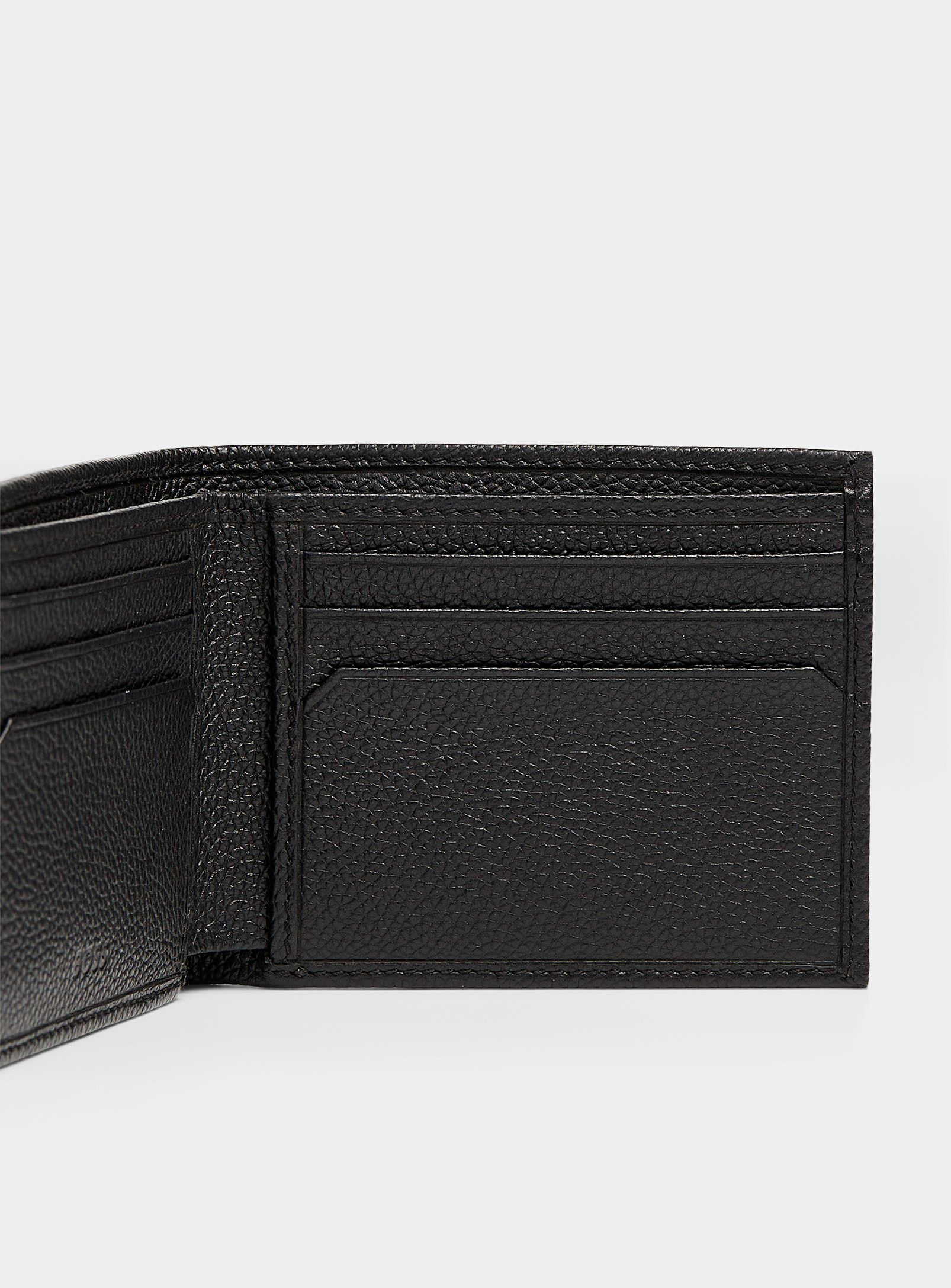 BOSS - Le portefeuille cuir grenu logo argent