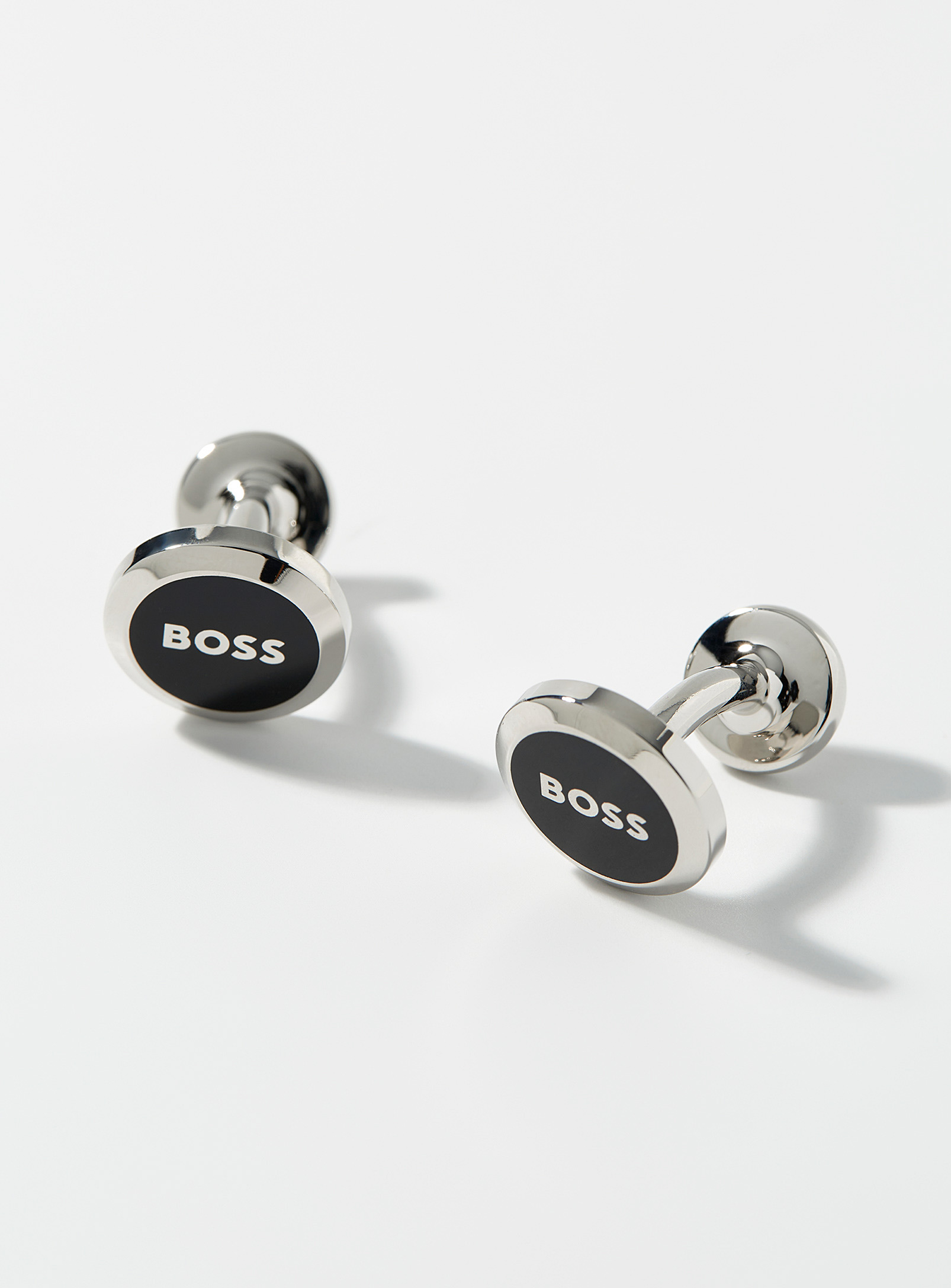 BOSS - Men's Black disc logo cufflinks
