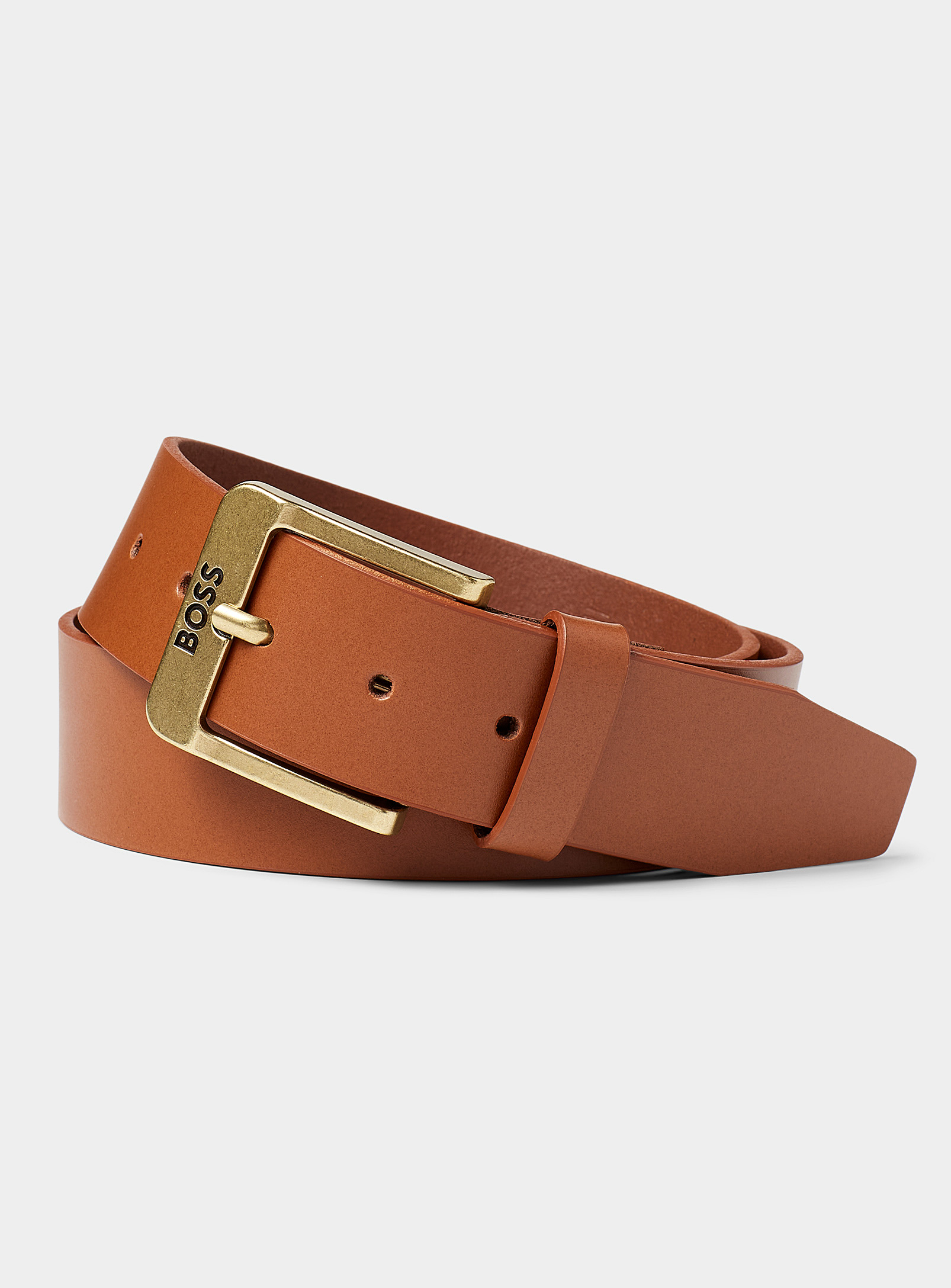 Hugo Boss Jemio Smooth Leather Belt In Brown