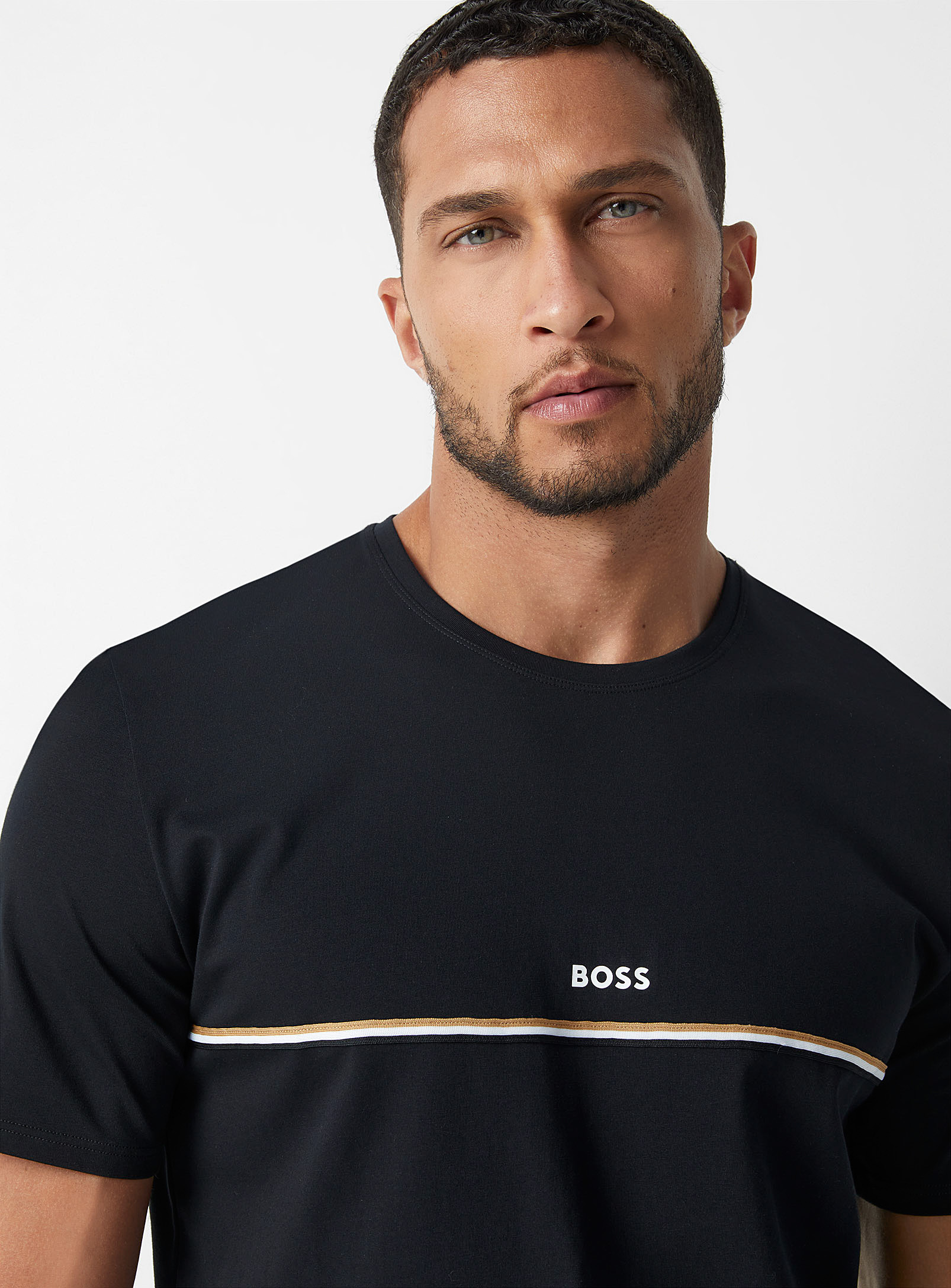 Hugo Boss Logo Tricolour Band Lounge T-shirt In Black