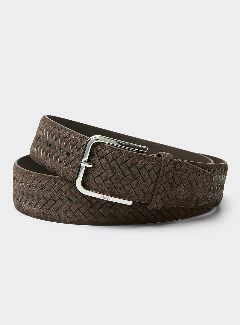 Dark brown braided leather belt product image (primary)