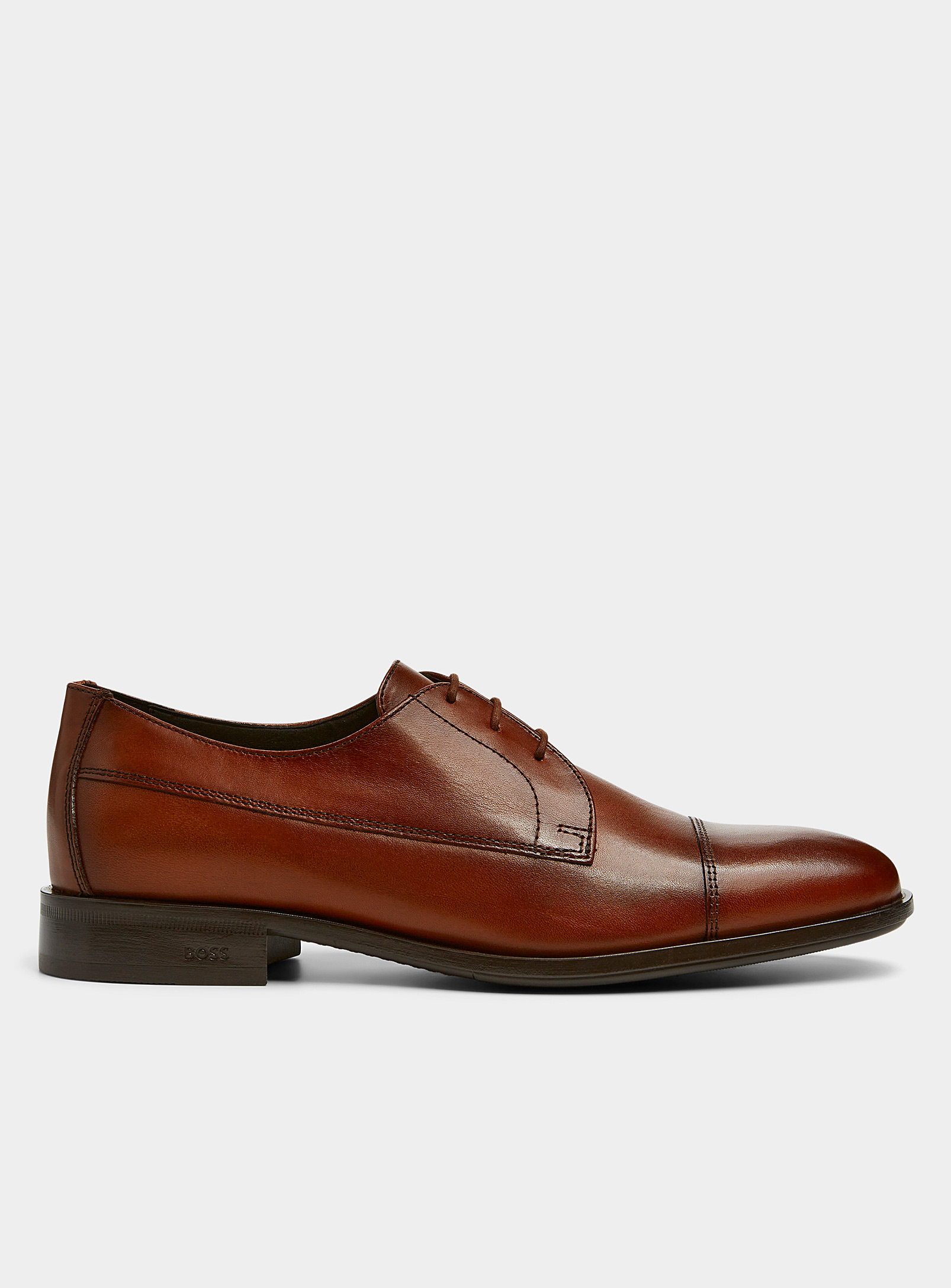 Shop Hugo Boss Cognac Colby Derby Shoes Men In Brown