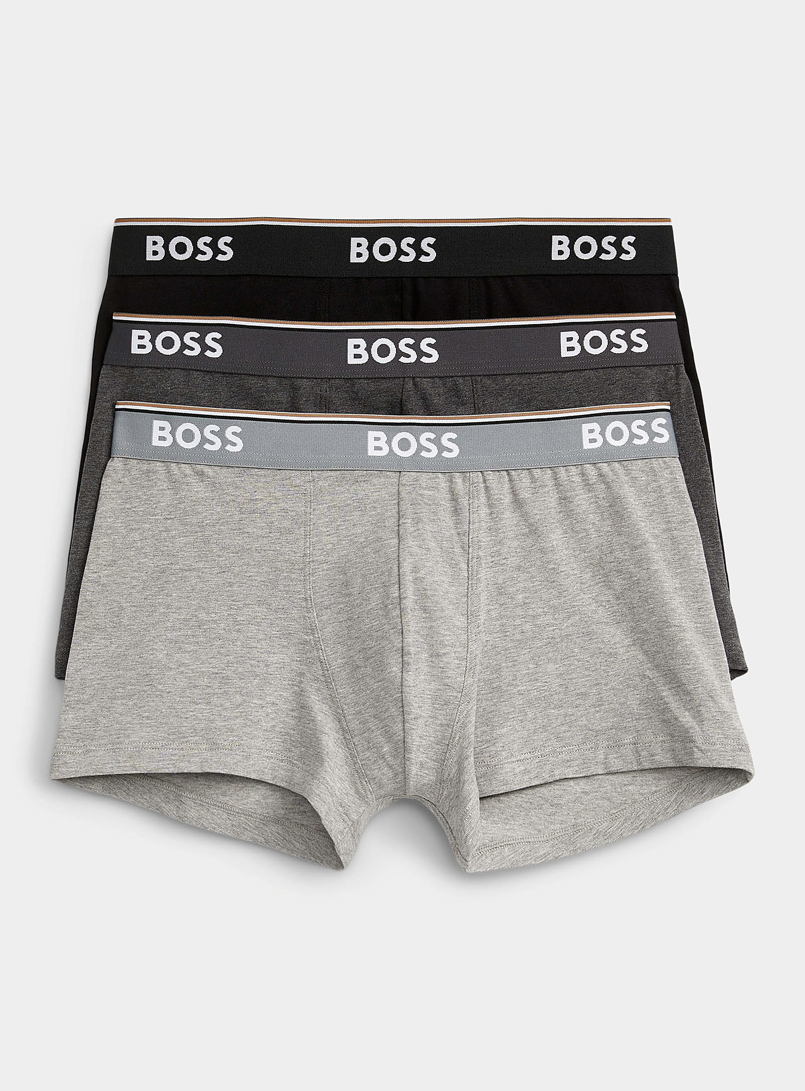 Shop Hugo Boss Boss Essential Trunk  3-pack In Charcoal