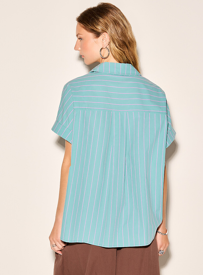 Oversized striped cap-sleeve shirt product image 2
