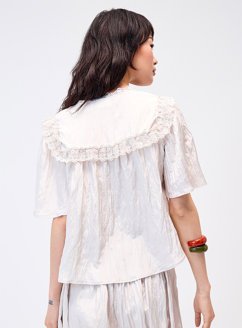 Crinkled-effect crochet details blouse product image 3