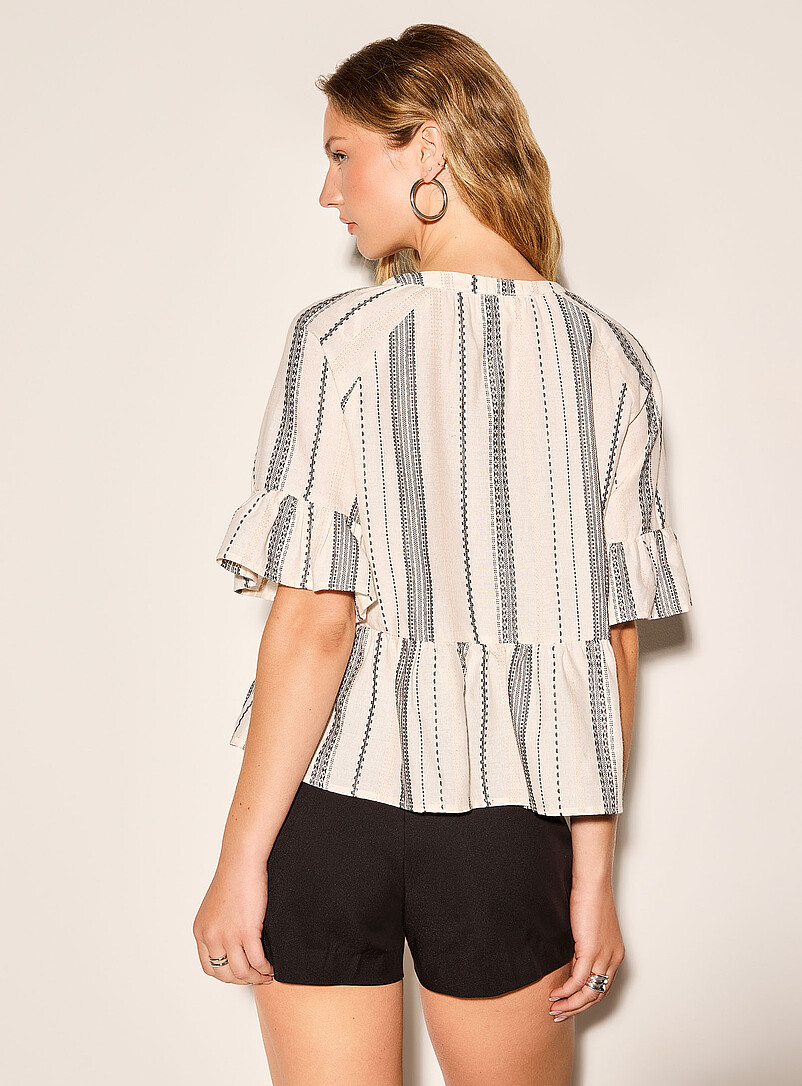 Geometric stripes peplum blouse product image 3