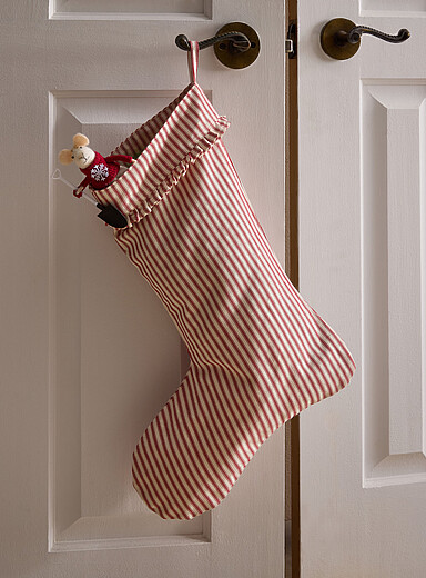 Vertical stripes cotton Christmas stocking <b>Christmas Collection</b>