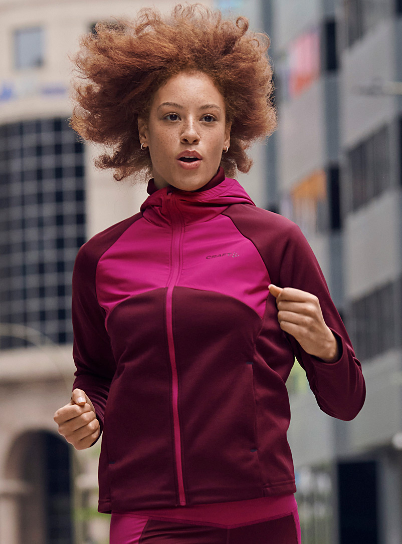 CRAFT Ruby Red ADV Essence windproof-block hooded zip-up sweatshirt for women