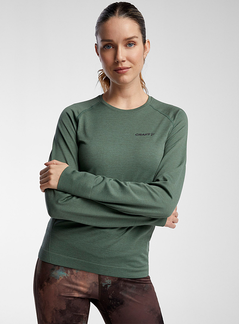 CRAFT Mossy Green Dry Active Comfort crew-neck thermal top for women