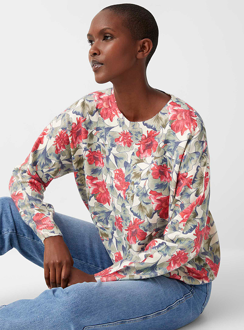 Contemporaine Ruby Red Floral poetry sweater for women