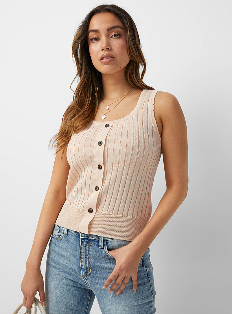 Icône Sand Scalloped knit cami for women