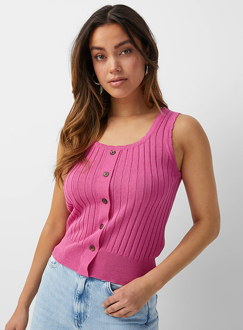 Icône Medium Pink Scalloped knit cami for women
