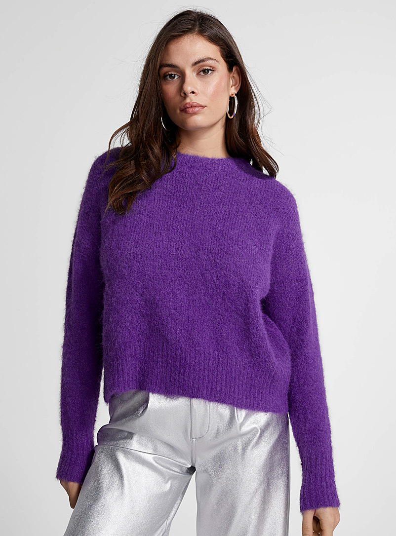 Icône Dark Crimson Fuzzy knit boxy-fit sweater for women