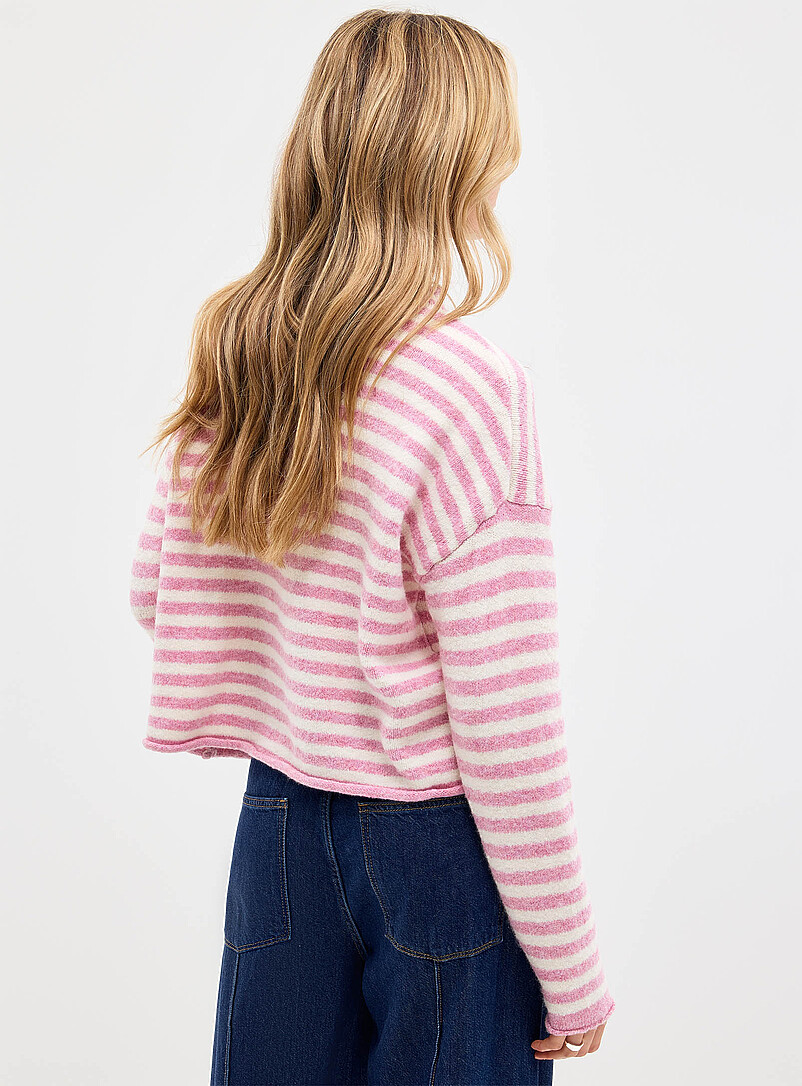 Contemporaine Navy/Midnight Blue Funnel neck buttoned sweater for women
