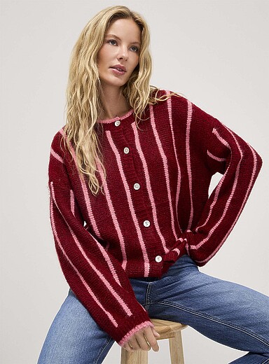 Le cardigan rayures verticales touche de laine
