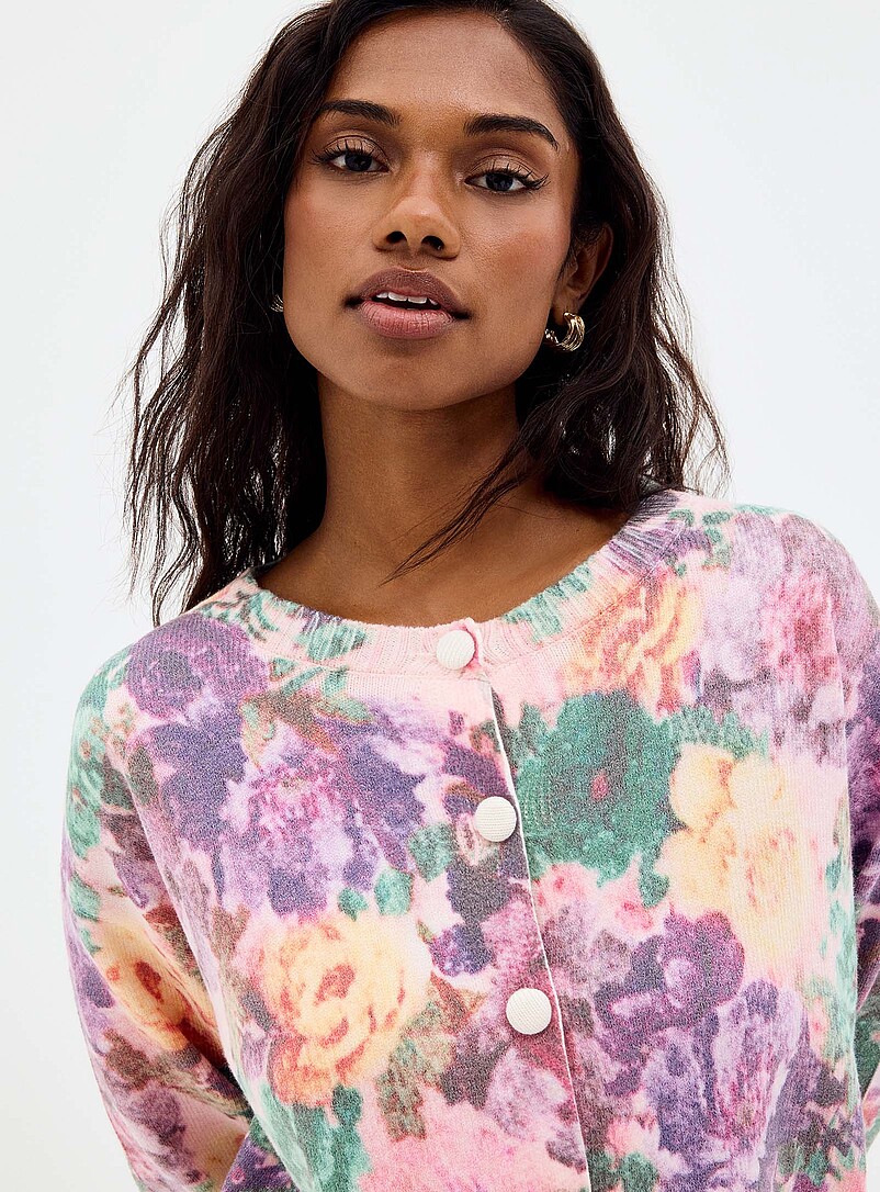 Contemporaine: Le cardigan carr&eacute; tapisserie florale Brun noisette pour femme