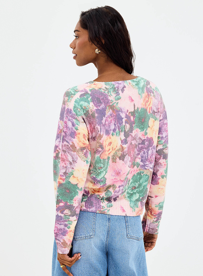 Contemporaine: Le cardigan carr&eacute; tapisserie florale Brun noisette pour femme
