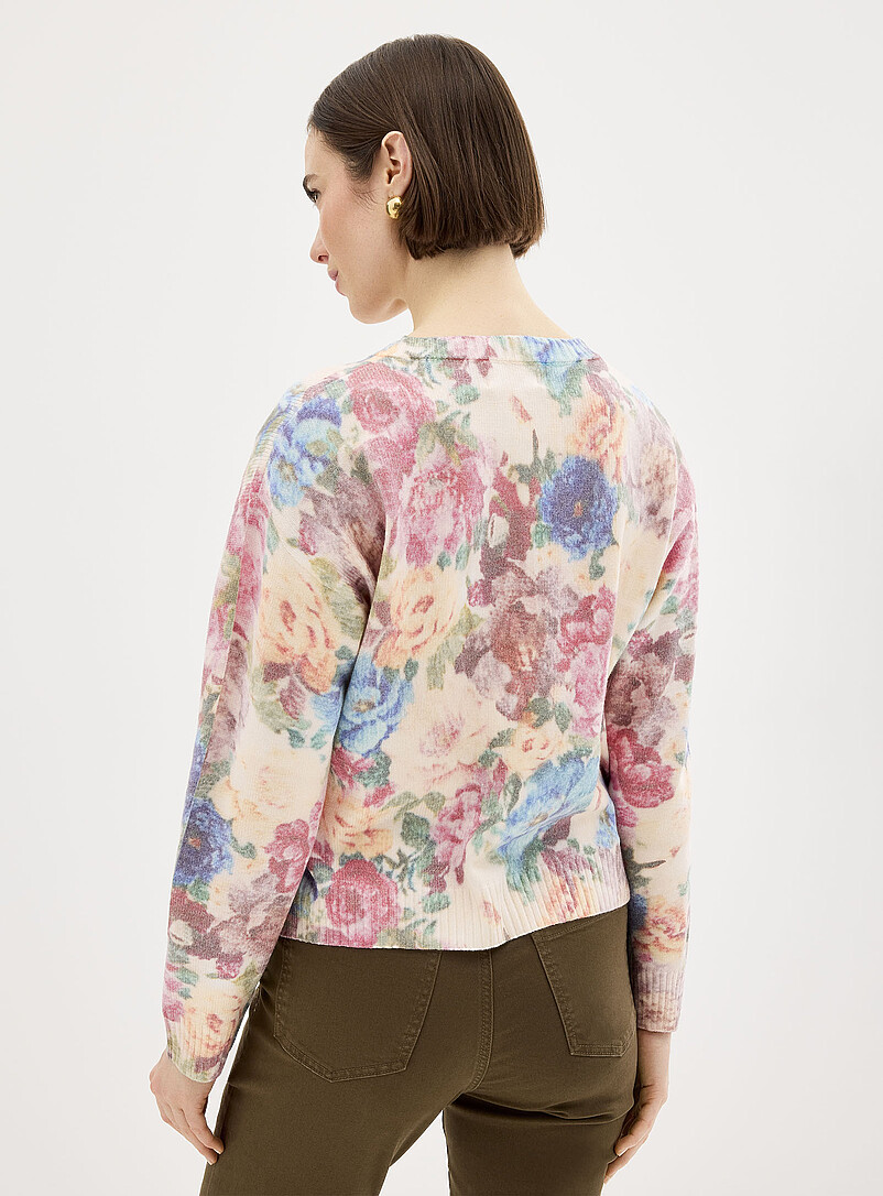 Contemporaine Hazelnut Floral tapestry boxy-fit cardigan for women