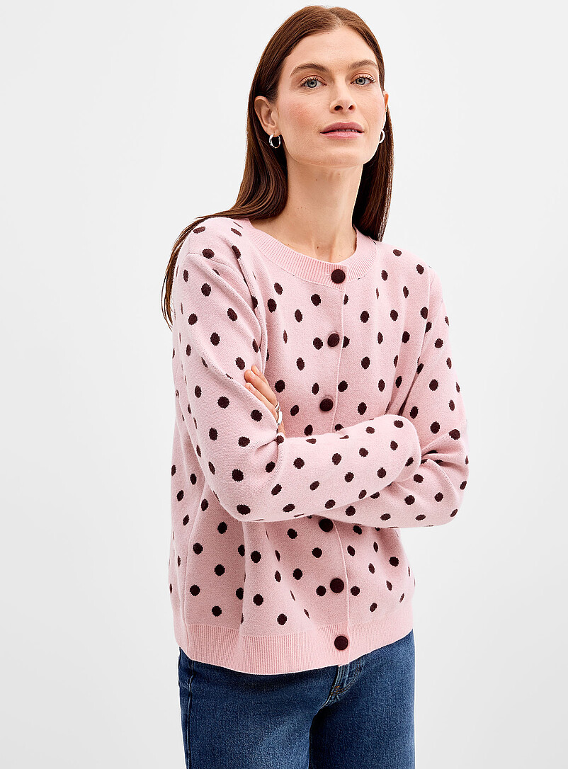 Stretch polka-dotted jacquard cardigan | Contemporaine | Shop