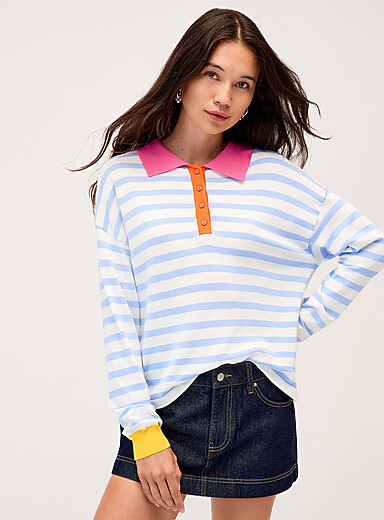 Colour-accent striped polo