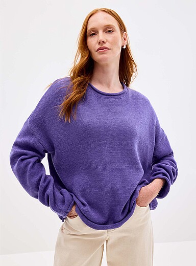 Rolled-hem loose sweater
