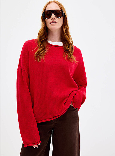 Rolled-hem loose sweater