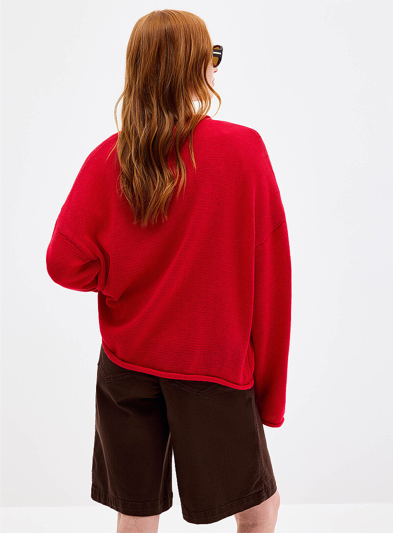 Contemporaine Off White Rolled-hem loose sweater for women