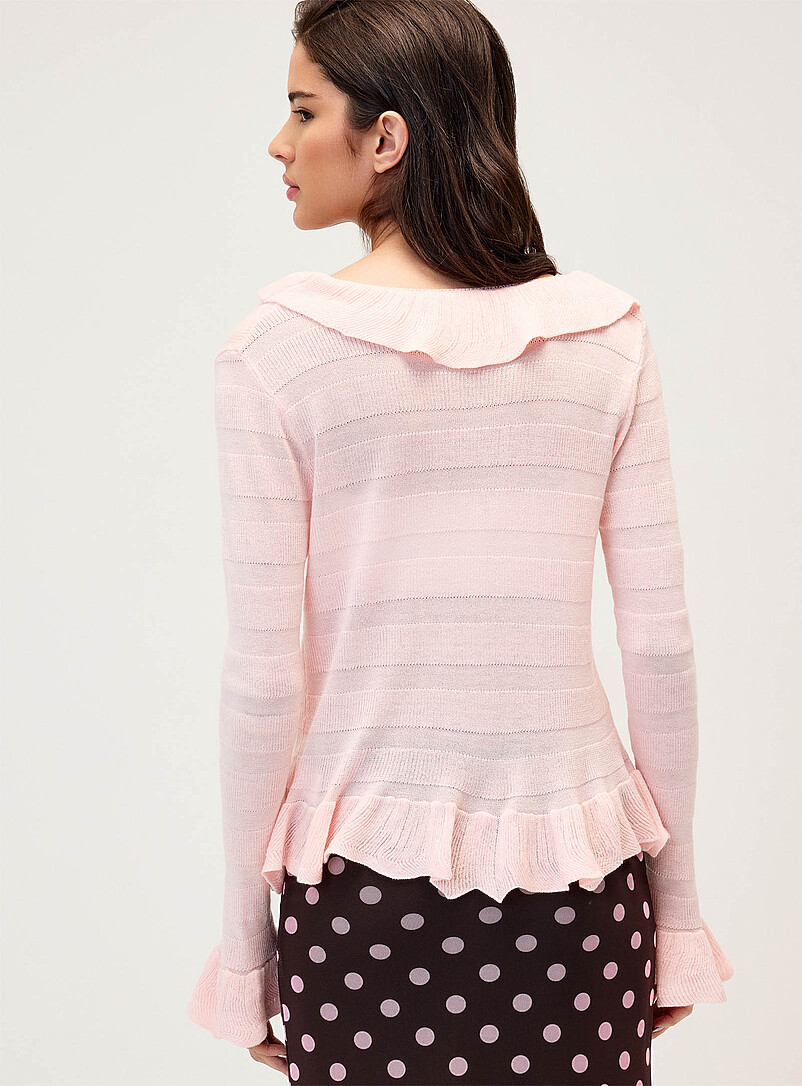 Twik Pink Ruffled cardigan for women