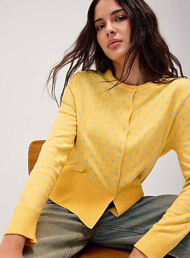 Le cardigan droit petits pois