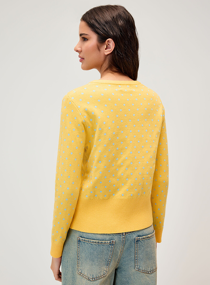 Twik Pink Polka-dot straight cardigan for women