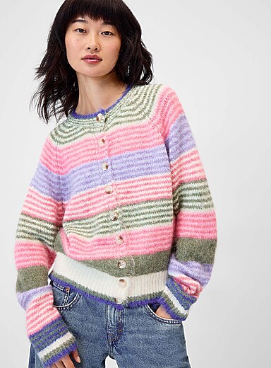 Candy stripes fuzzy cardigan