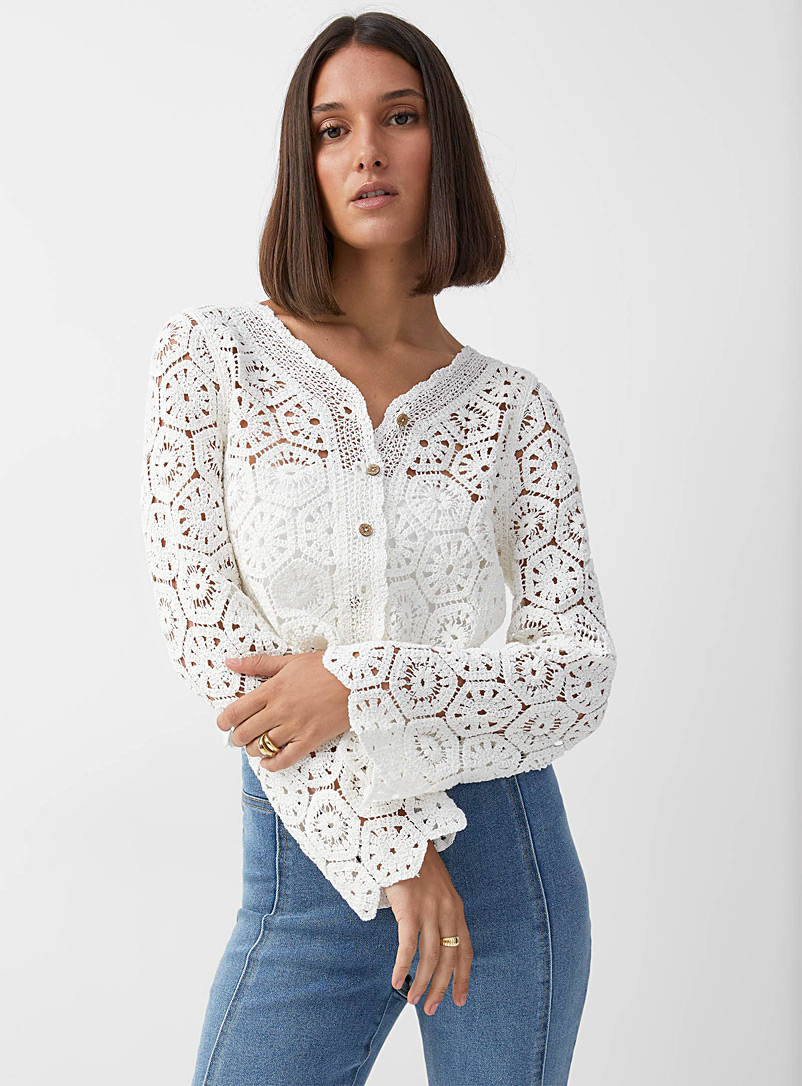 Crocheted cropped cardigan | Icône | Shop Women's Cardigans | Simons