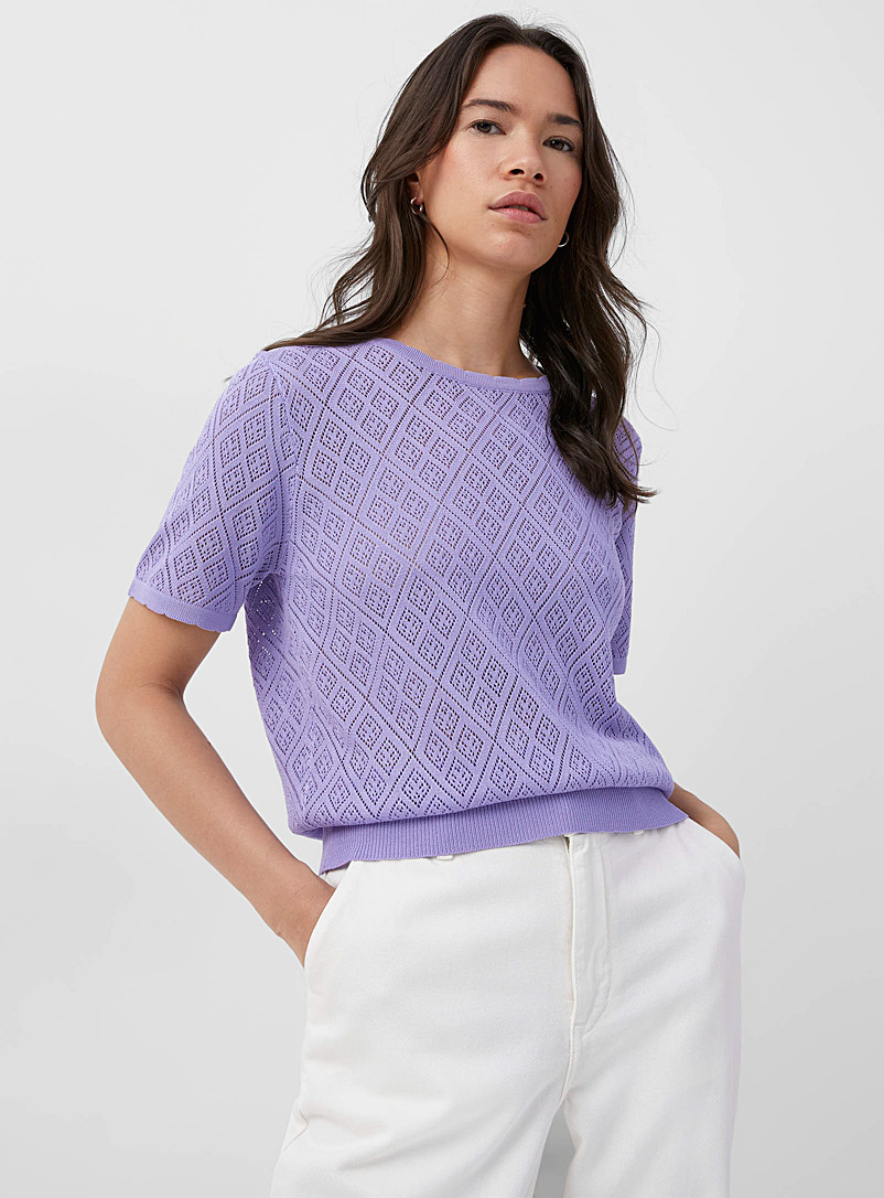 Contemporaine Lilacs Diamond pattern openwork sweater for women